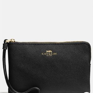 Coach Wristlet, Black with gold Printed Coach logo